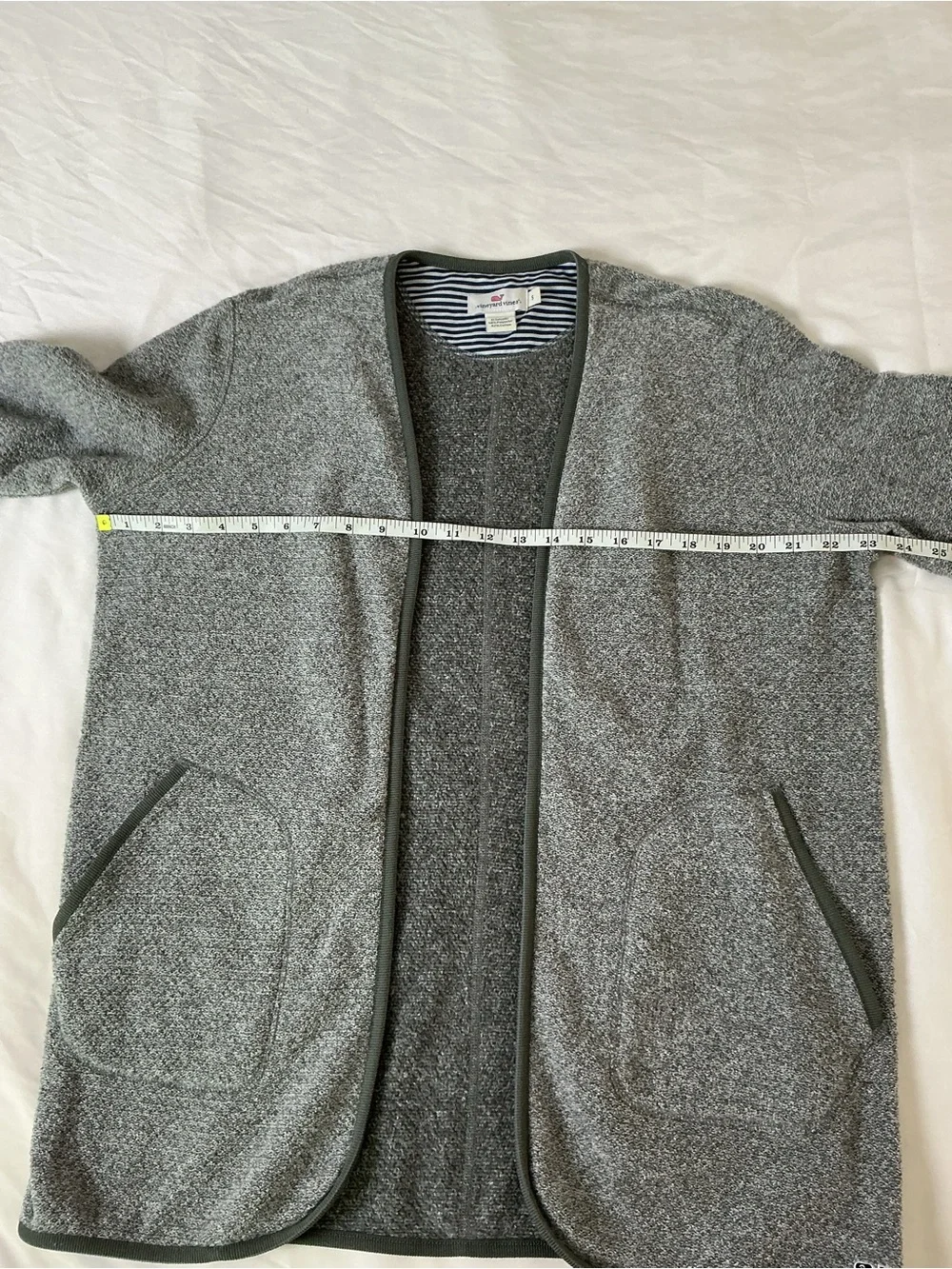 Vineyard Vines Gray Open Front Cardigan Size S | Soft Knit Layer - Picture 6 of 7